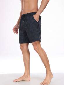 Men's Summer Quick-Dry Beach Shorts, Casual Resort Style Printed Loose Fit Elastic Waist Boxer Shorts With Milk Silk Lining - Grey - View 5