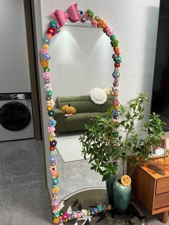 60 件/40 件 4 厘米手工彩色花朵装饰、落地镜框装饰、泡芙花边全身镜、DIY 镜子改造套件