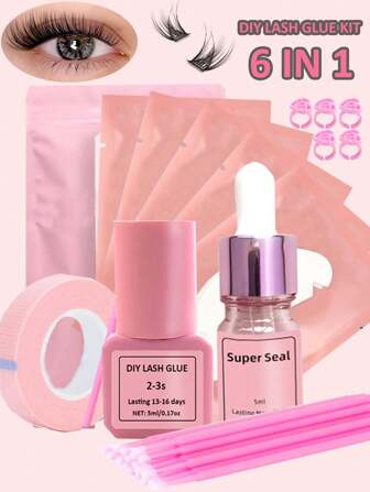 5ml DIY 睫毛胶，带强力胶密封簇睫毛胶黑色敏感睫毛胶快干防水睫毛胶单根睫毛胶持久 DIY 睫毛延长胶强力定型 DIY 睫毛睁开眼，DIY 睫毛家用睫毛胶用于睫毛延长（5ML）