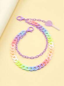 1件心形棒棒糖吊坠裤链 - 时尚女士裤链，百搭S形链 - 女士配饰，朋克嘻哈裤链 - 适合演唱会和演出，经典装饰风格亚克力双层腰链 - 夏季、秋季、万圣节送给音乐爱好者的理想礼物 - 彩色 - 查看 12