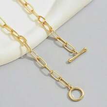 1pc Minimalist Long Hook Chain Necklace, Everyday Wear For Women - Gold - View 5