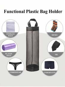 3/1pcs Garbage Bag Storage Hanging Bag, Wall Mounted Drawstring Shoe Storage Bag, Kitchen Plastic Bag Storage Bag, Woven Net Bag, With Hang Net Storage Plastic Bag Rack And School Supplies University Student Storage Bag - Multicolor - View 3