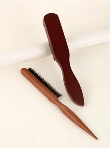 1/2 件套油梳发梳纯色男士油发胡须刷实木长柄胡须刷鬃毛清洁刷