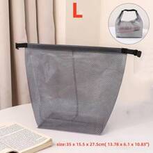 1 件旅行防水扣化妆包便携式折叠透明 PEVA 网状储物袋大容量手提包沙滩游泳手提包化妆品收纳袋女士男士