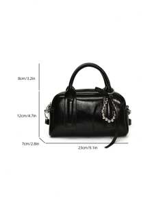 Women's Bag, High-Quality Shoulder Bag, 2025 Fashionable Crossbody Bag, Simple Small Square Bag+Hanging Decoration