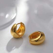 1 Pair Simple Teardrop Earrings, Bold Gold Tone Water Drop Earrings, U-Shape & Oval Earrings, Elegant Lightweight Dainty Women Jewelry, Gift For Her - Gold Teardrop Earrings - View 5