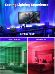 具有北极光和水晶效果的 LED 投影灯，部分配有遥控器，颜色多样，适用于房间装饰、节日和派对装饰 - 多色光 - 查看 5