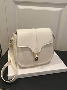 马鞍包 新品 女士 小巧 小众 单肩包 PU 腋下包 时尚 女式手提包 - 白色 - 查看 1