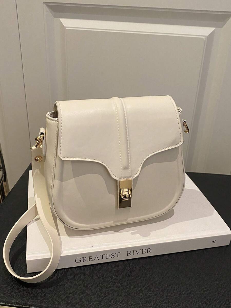 马鞍包 新品 女士 小巧 小众 单肩包 PU 腋下包 时尚 女式手提包 - 白色 - 查看 1