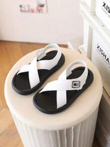 Boys' Summer Sandals, Brown Minimalist Style Kids Sandals, White Toddler Sandals