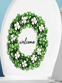 1 Peça Adesivo Impermeável Anti-Umidade de Trevo de Quatro Folhas de Alta Qualidade, Adesivo Decorativo Autoadesivo com Padrão de Trevo da Sorte Fresco, Renovação de Banheiro, Decoração de Natal, Ano Novo, Casamento - Verde - Visão 3