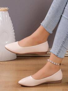 Soft-Sole Comfortable Low-Heel Women's Summer Slip-On Shallow Flat Casual Shoes, Gentle Flat Pumps, Suitable For Plus Size, Non-Tiring Mother Shoes
