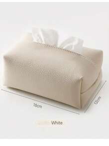 1pc Rectangular Modern Decorative PU Leather Tissue Box Cover, Suitable For Vanity, Nightstand, Living Room, Office Desk And Car