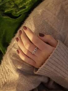 1 件优雅微镶嵌钻石戒指，925 纯银礼物戒指适合母亲节