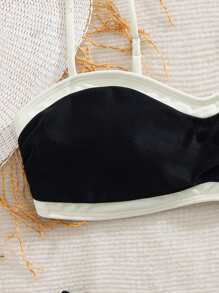 Nuovo costume da bagno bikini di moda sexy da donna in tinta unita, con doppia fascia e contrasto di colori