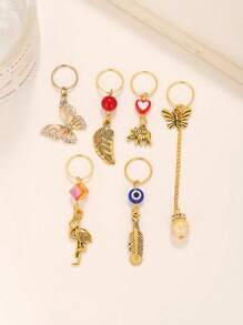 6pcs Boho Ladies Hair Ring Y2K Punk Hair Accessories Fringe Metal Christmas Tree Pendant Hair Buckle Dreadlocks Hair Buckle Dark Wind Halloween Accessories Christmas Gift Party Accessories