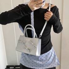 Letter Print Solid Color Fashionable Versatile Office Lady Handbag - Multicolor - View 3