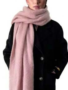 1 Lady's Long Hair Scarf Tassel Winter Pink Large And Thick Super Warm Scarf Autumn And Winter Atmosphere Outdoor Air Conditioning To Send Boyfriend To Send Girlfriend Senior, Everything Elegant Snow Atmosphere Feeling Gentle