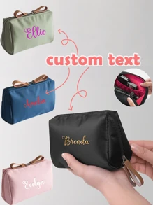 1pc Customized Retro Makeup Bag - Waterproof Travel Cosmetic Bag, Unique Bridesmaid Gift And Daily Essential Organizer