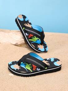 1 par de chanclas de espuma EVA con diseño de animales de dibujos animados para niños, lindas chanclas de baño resistentes al deslizamiento para uso en exteriores