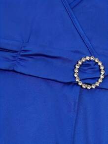 Plus Size Feminino Elegante Moda Elegante Confortável Cintura Alta Elástica A-Line Cor Sólida Casual, Festa, Vestido de Convidado de Casamento, Tecido de Malha Pura Com Bainha de Babados Cruzados e Anel Redondo