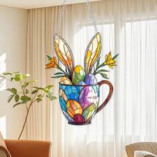 1pc Easter Exquisite Bunny Decoration Hanging Ornaments, 2D Acrylic Flat Design, Suitable For Living Room, Bedroom Or Study, Vibrant Easter Theme Decoration Pendant, Suitable For Home And Interior Decoration, Simple And Fashionable Home Scene Decoration, Holiday Party Atmosphere Props, Home Decoration, Party Decoration, Perfect Easter Gift For Family And Friends