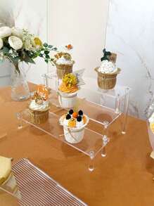 1 pièce Présentoir de gâteau/bureau transparent en acrylique, support de rangement polyvalent pour figurines d'action, parfums, cosmétiques, gâteaux et ornements