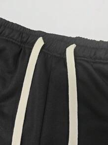 Men's Color Block Drawstring Waist Ankle Cuffed Casual Sweatpants, Spring Autumn Sporty Gym Boyfriend Style - Black - View 4