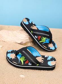 1 par de chanclas de espuma EVA con diseño de animales de dibujos animados para niños, lindas chanclas de baño resistentes al deslizamiento para uso en exteriores