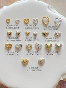 1 Pack Metal Jewelry Nail Art Accessories Heart 3D Nail Decorations