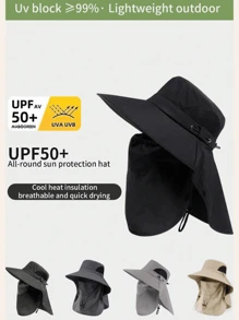 1 件装男女通用钓鱼太阳帽，宽边夏季户外休闲防晒面罩徒步旅行钓鱼帽 - 防曬遮陽帽 - 查看 1
