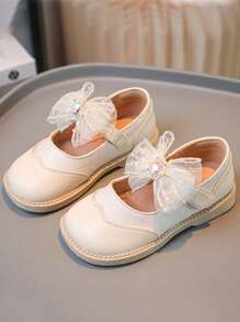Zapatos de moda para niñas, nuevos zapatos para niños de primavera/otoño, zapatos de princesa con suela blanda y lazo estilo coreano