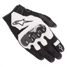 Alpinestars SMX-1 AIR V2 摩托车手套，超细纤维皮革碳纤维材质，适用于骑行、摩托车、越野摩托车、自行车，透气防护，耐磨，触屏操作，男女通用 - 白色 - 查看 3
