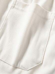 1pc Men's Loose Fit White Boyfriend Style Drawstring Waist Cargo Shorts, Suitable For Sports, Running, Casual Wear, Summer - White - View 6