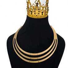 1 件女士简约复古金色颈链 - 金黃色 - 查看 2