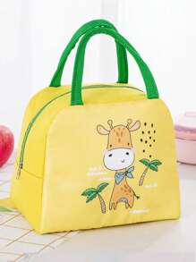 1 pieza Bolsa de almuerzo aislada con estampado de dibujos animados, fiambrera de pana, bolsa refrigeradora térmica impermeable y suave grande, contenedor de almuerzo impermeable, bolsa de cosméticos, bolsa de aseo de viaje, bolsa de viaje de cosméticos