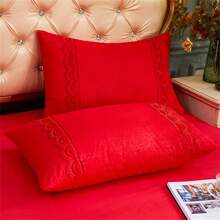 2pcs Solid Color Minimalist Pillowcase With Lace Zipper (Excluding Pillow Core)