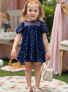 Vestido casual de verano de malla con lunares para niña joven