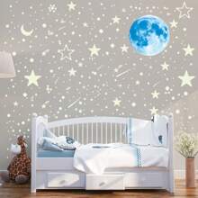 1 套/428 件夜光星星贴纸，天花板月亮和星空星系宇宙装饰夜灯墙贴，夜光星星贴纸卧室儿童房客厅装饰墙贴墙艺术卧室装饰贴纸家居装饰客厅墙纸墙贴派对装饰办公室装饰家居装饰品个性化贴纸 - 彩色 - 查看 5