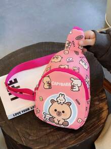 Cute Cartoon Capybara Print Chest Bag, Lightweight Sports Casual Waist Bag/Crossbody Bag, Outdoor Travel Waist Pack With Adjustable Strap, Daily Commute Phone Coin Purse Messenger Bag/Backpack