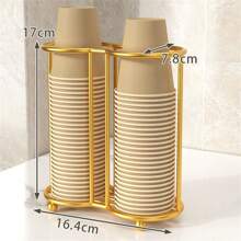 1PC Iron Double Tube Disposable Cup Holder, Space-Saving Tabletop Storage Rack For Wedding, Home, Office, Bar, Cafe - Sturdy, Easy To Use, Convenient Cup Organizer