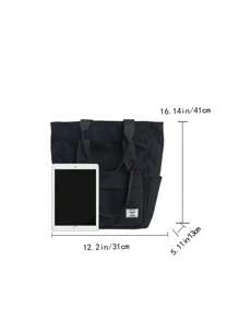 休闲男士多功能大容量手提包，用途广泛，可手提/单肩背，适合大学生、学生、教师等作为书包、购物袋、返校用品包、带拉链的托特包、书包、教师包、大容量托特包、旅行必备大容量包、旅行包、笔记本电脑包、沙滩周末包、书包、大学沙滩包、笔记本电脑包 - 黑色 - 查看 2