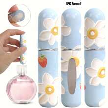 1 件便携式 0.17 盎司香水喷雾瓶，带花卉图案 - 可再填充迷你旅行雾化器，化妆品泵式分配器，塑料，不含 BPS 旅行必需品旅行配件旅行必备品海滩度假暑假学校配件返校用品