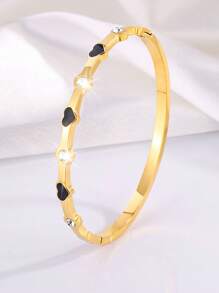 Camhanno 1pc Pulseira de aço inoxidável divertida e elegante com diamantes, adequada para a namorada do feriado cheia de ritual