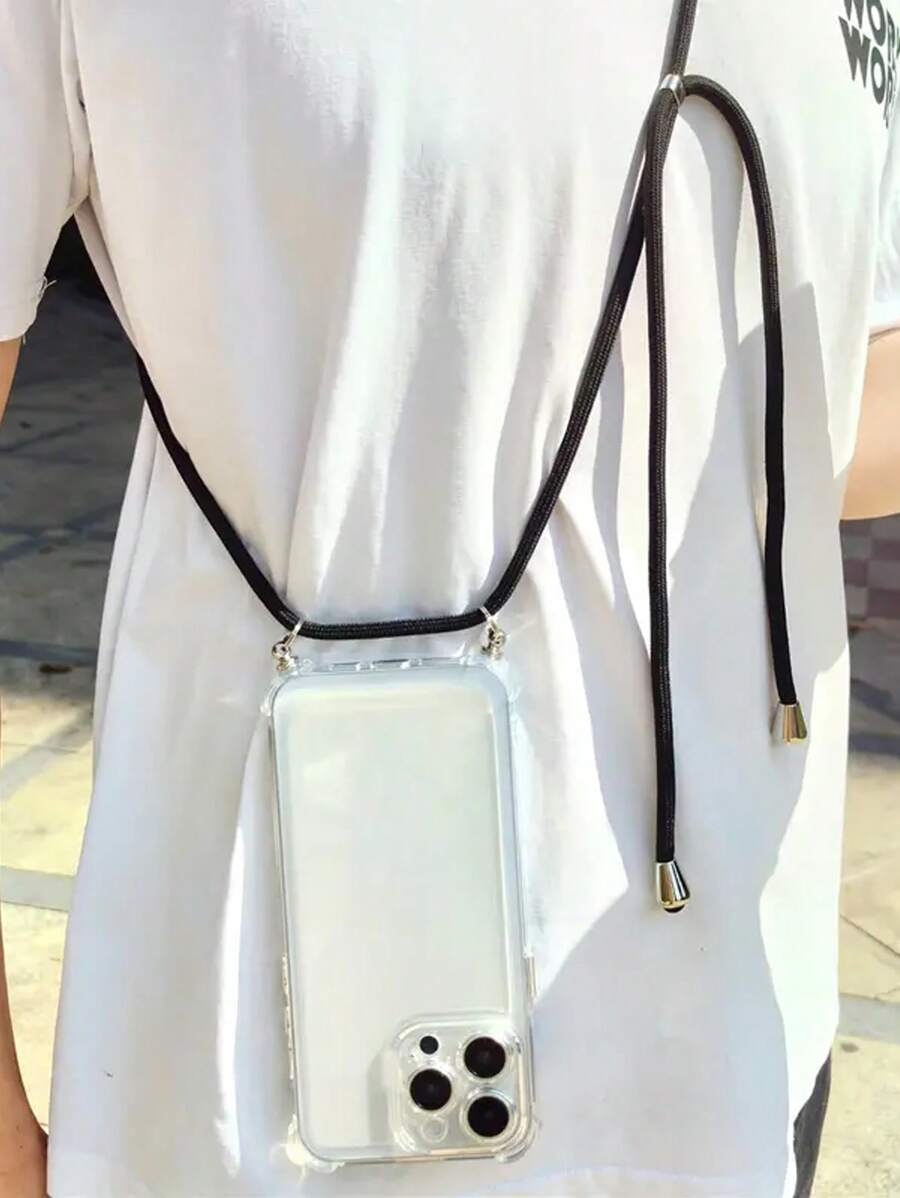 1pc Minimalist Transparent Airbag Anti-Fall Full Coverage Protective Camera Hanging Strap Case, Compatible With IPhone 17/17Pro/17ProMax/17Air, IPhone 7/8/7Plus/8Plus/11/11Pro/11ProMax, X/XR/X MAX/XS/12/12Pro/12ProMax/13/13Pro/13ProMax/14/14Pro/14ProMax/14Plus/15/15Pro/15Plus/15ProMax/16/16e/16Plus/16ProMax/16Pro, S20/S21/S22/S23/S24/S25 Plus Ultra FE Series, Comfortable Soft Protective Cover - Clear - View 1