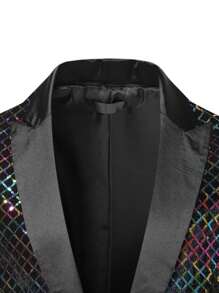 Spring New Fashion Rhombus Sequin Men's Suit Jacket, Lightweight Shiny Blazer For Stage Performance, Party Outfit