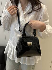 Un bolso de mano brillante de moda para mujer, con correa de hombro ajustable, bolso cruzado casual, de gran capacidad y diseño sencillo, apto para uso diario de la mujer