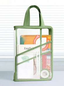 A4 Handheld Subject Folder Zipper Pouch, Student Exam Use File Organizer Bag, Waterproof Document/Paper Storage Bag - Multicolor - View 4