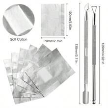 52 Pieces Nail Foil Removal Tin Foil Set, Foil Set, 50 Pieces Of Nail Foil Removal Tin Foil And Steel Push Tool For Nail Removal