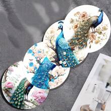 4 件浣熊、孔雀和狗动物图案木制杯垫，适用于茶杯、咖啡杯和饮料杯，是家居和餐厅装饰的理想选择，可收藏的木制杯垫 - 彩色 - 查看 14